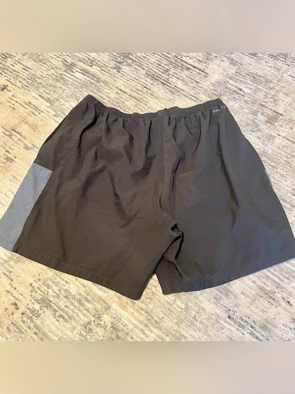 Nike Men's Black Athletic Shorts with Large Side Script- EUC